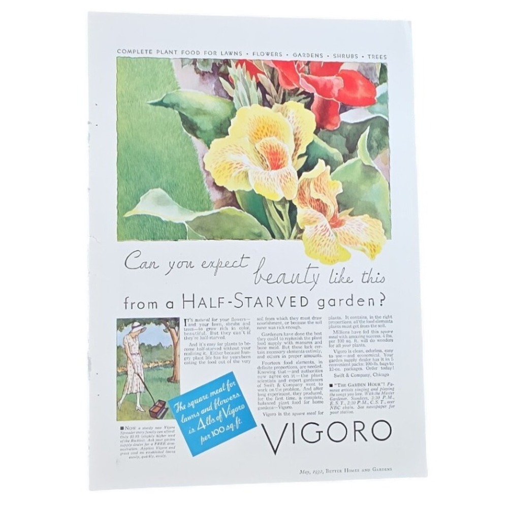 Vintage 1932 Vigoro Complete Plant Food Advertisement - Garden Beauty‎